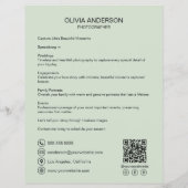Moderne aangepaste foto QR Green Photographer Busi Flyer (Achterkant)