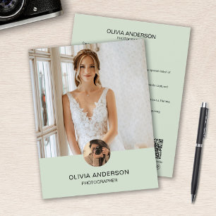 Moderne aangepaste foto QR Green Photographer Busi Flyer
