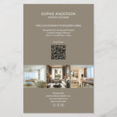 Moderne Aangepaste Foto QR Taupe Professionele Zak Flyer (Voorkant)