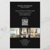 Moderne Aangepaste Foto QR Zwarte Professionele Za Flyer (Voorkant)