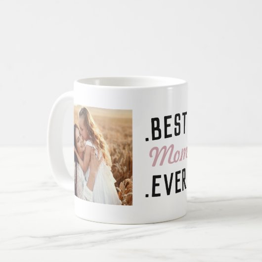 Moderne Aangepaste foto Roze Beste Mam ooit Mok (Voorkant links)