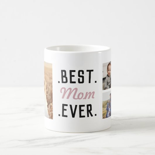 Moderne Aangepaste foto Roze Beste Mam ooit Mok (Center)