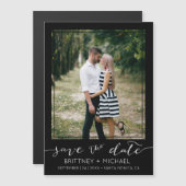 Moderne aangepaste foto Save the Date zwart (Voorkant / Achterkant)