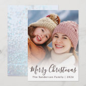 Moderne aangepaste foto script overlay Kerstmis Feestdagenkaart (Voorkant / Achterkant)