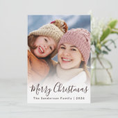 Moderne aangepaste foto script overlay Kerstmis Feestdagenkaart (Staand voorkant)
