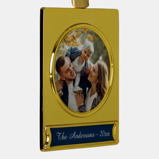 Moderne aangepaste foto verguld banner ornament (Rechts)