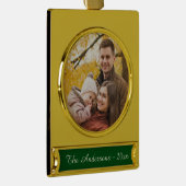 Moderne aangepaste foto verguld banner ornament (Rechts)