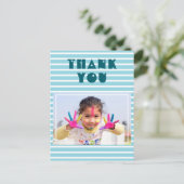 Moderne aangepaste foto verjaardag dank u briefkaart (Staand voorkant)