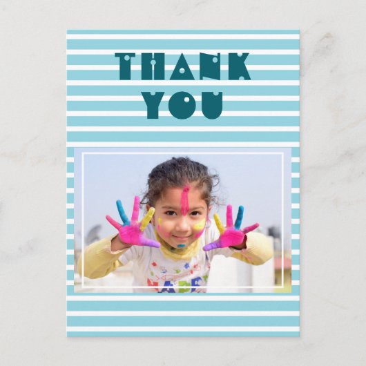 Moderne aangepaste foto verjaardag dank u briefkaart (Voorkant)