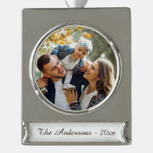 Moderne aangepaste foto verzilverd banner ornament (Voorkant)