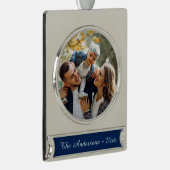 Moderne aangepaste foto verzilverd banner ornament (Rechts)