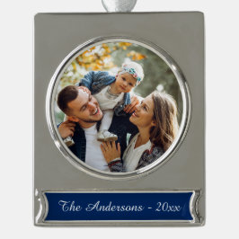 Moderne aangepaste foto verzilverd banner ornament