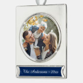 Moderne aangepaste foto verzilverd banner ornament (Links)