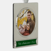 Moderne aangepaste foto verzilverd banner ornament (Rechts)