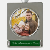Moderne aangepaste foto verzilverd banner ornament (Voorkant)