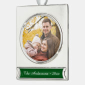 Moderne aangepaste foto verzilverd banner ornament (Links)
