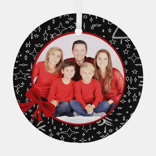 Moderne, aangepaste foto voor zwart-wit en rood glas ornament (Achterkant)