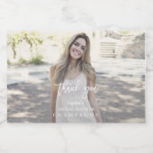 Moderne aangepaste foto Vrijgezellenfeest dank u Sparkling Wijnetiket (Enkel label)