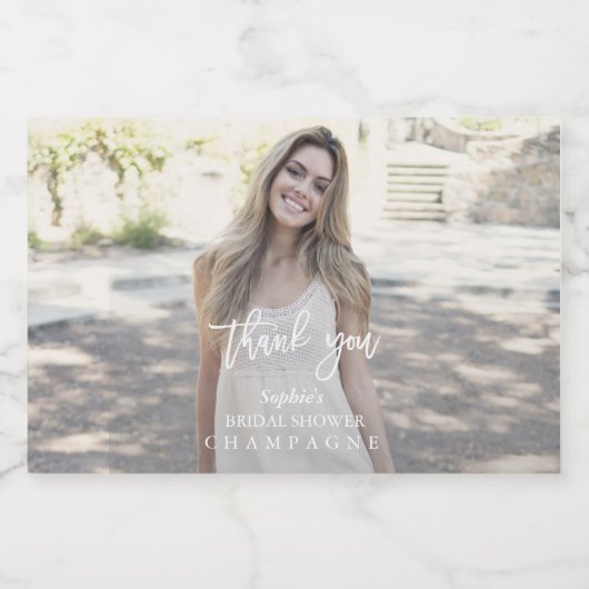 Moderne aangepaste foto Vrijgezellenfeest dank u Sparkling Wijnetiket (Enkel label)