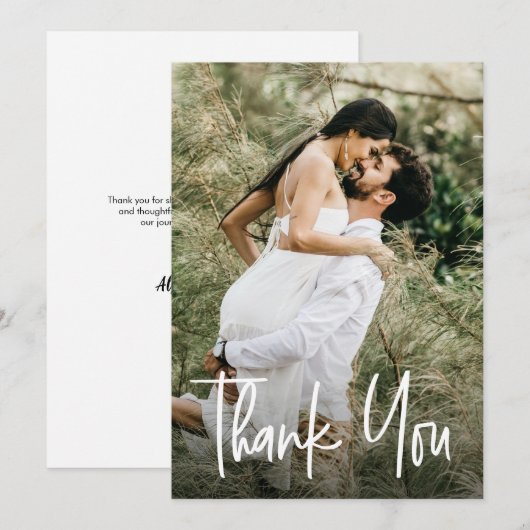 Moderne aangepaste foto Vrijgezellenfeest kleine o Bedankkaart (Voorkant / Achterkant)