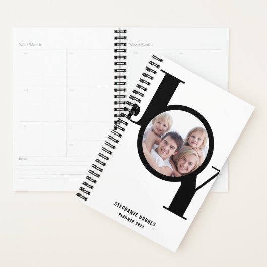 Moderne aangepaste foto zwart 2023-planner planner (Display)