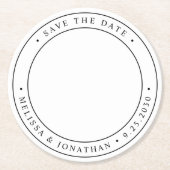 Moderne Aangepaste fotobruiloft bespaart de datum Ronde Kartonnen Onderzetter (Voorkant)