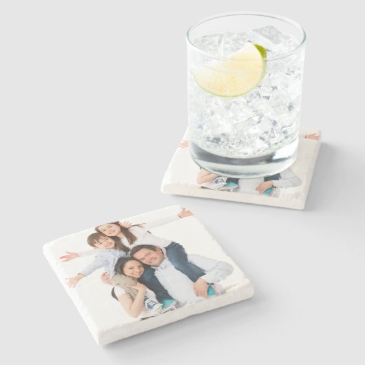 Moderne aangepaste fotocadeau Vaderdag Kerstmis Stenen Onderzetter (Zijkant)