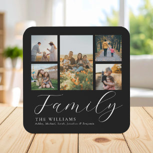 Moderne aangepaste fotocollage elegante scriptfami bier onderzetter