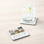 Moderne aangepaste fotocollage elegante scriptfami bier onderzetter (Rechterzijde)