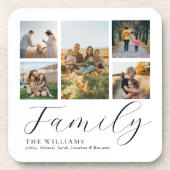 Moderne aangepaste fotocollage elegante scriptfami bier onderzetter (Voorkant)