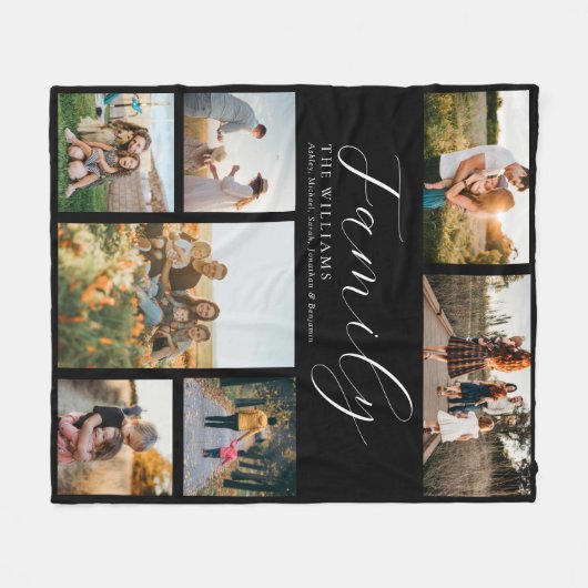 Moderne aangepaste fotocollage elegante scriptfami fleece deken (Voorkant (Horizontaal))