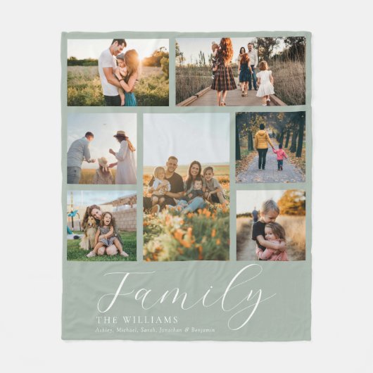 Moderne aangepaste fotocollage elegante scriptfami fleece deken (Voorkant)