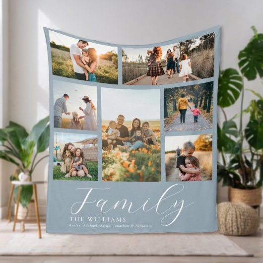 Moderne aangepaste fotocollage elegante scriptfami fleece deken
