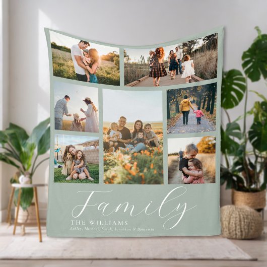 Moderne aangepaste fotocollage elegante scriptfami fleece deken