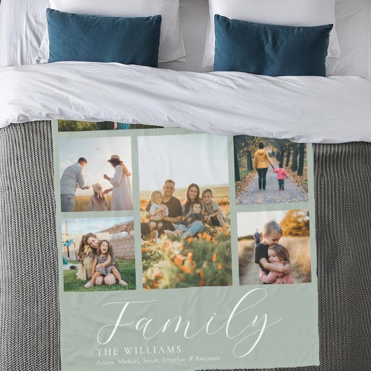 Moderne aangepaste fotocollage elegante scriptfami fleece deken