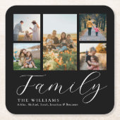 Moderne aangepaste fotocollage elegante scriptfami kartonnen onderzetters (Voorkant)