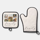 Moderne aangepaste fotocollage elegante scriptfami ovenwant & pannenlap set (Voorkant)