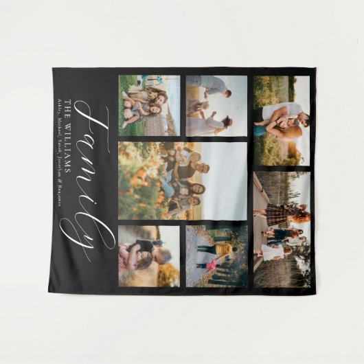 Moderne aangepaste fotocollage elegante scriptfami wandkleed (Voorkant (horizontaal))