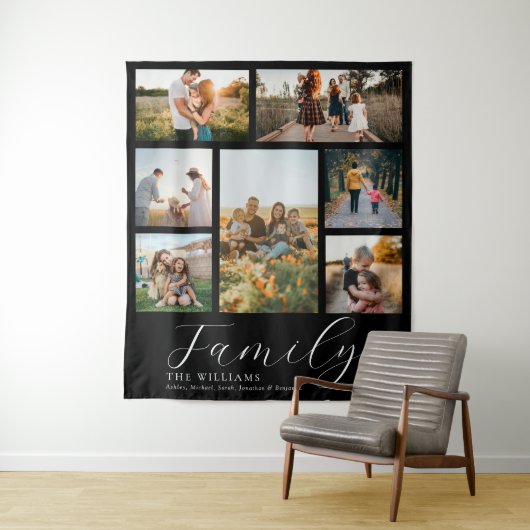 Moderne aangepaste fotocollage elegante scriptfami wandkleed (In situ)