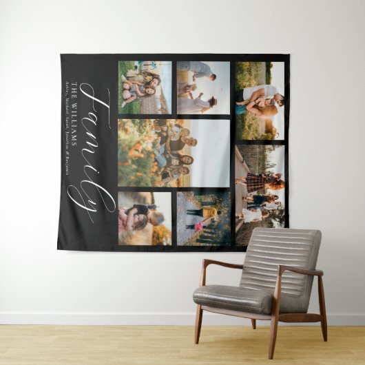 Moderne aangepaste fotocollage elegante scriptfami wandkleed (In Situ (horizontaal))