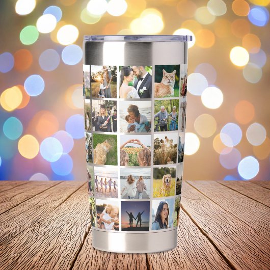 Moderne aangepaste fotocollage geïsoleerde drinkbeker