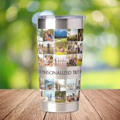 Moderne aangepaste fotocollage geïsoleerde drinkbeker