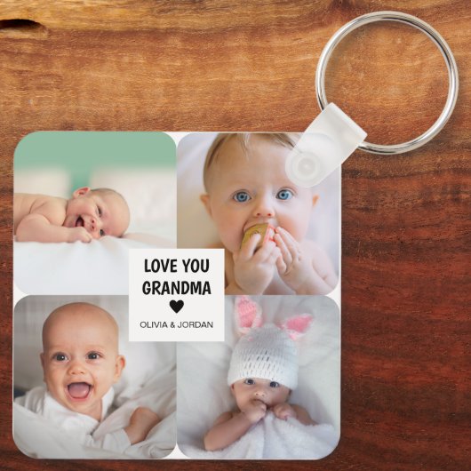 Moderne, aangepaste fotocollage-liefde voor grootm sleutelhanger (Achterkant)