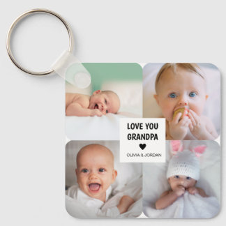 Moderne, aangepaste fotocollage-liefde voor je opa sleutelhanger