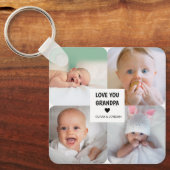 Moderne, aangepaste fotocollage-liefde voor je opa sleutelhanger (Voorkant)