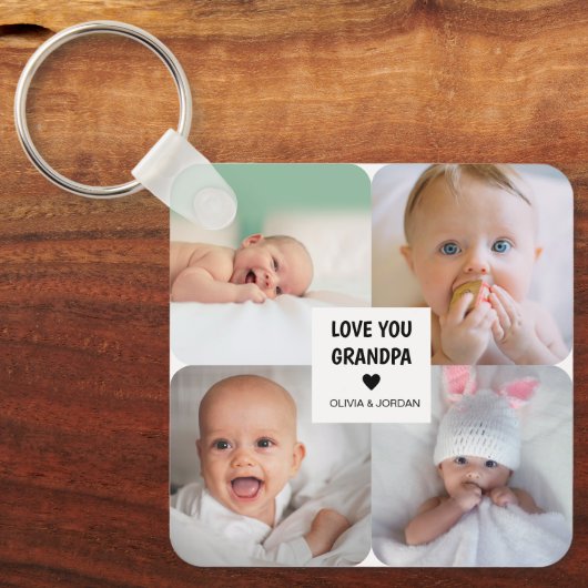 Moderne, aangepaste fotocollage-liefde voor je opa sleutelhanger (Voorkant)
