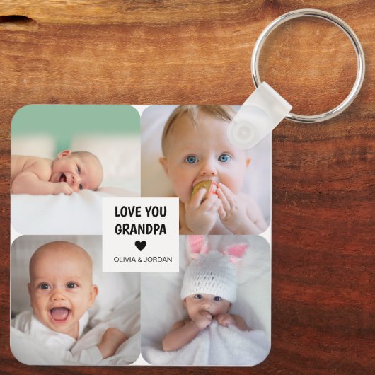 Moderne, aangepaste fotocollage-liefde voor je opa sleutelhanger (Achterkant)