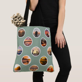 Moderne aangepaste fotocollage met polka stippen t tote bag