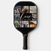 Moderne, aangepaste fotocollage Valentijn zwart Pickleball Paddle (Achterkant)