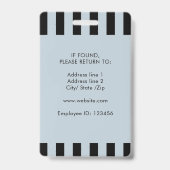Moderne Aangepaste Fotologo Blauw Werknemersnaam Badge (Achterkant)
